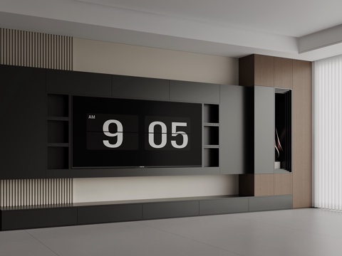  现代意式电视背景墙3d模型 