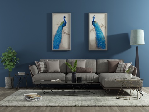  北欧沙发 茶几 单椅 装饰画3d模型 