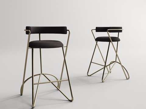  美式简约吧台椅3d模型 