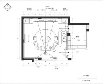 欧式影音室装修施工图cad施工图