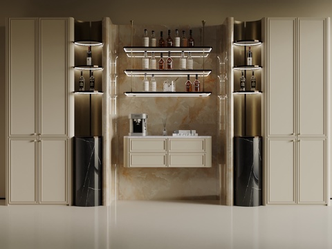  现代酒柜 法式酒柜 酒架3d模型 