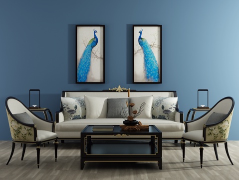  北欧沙发 茶几 装饰画 单椅3d模型 