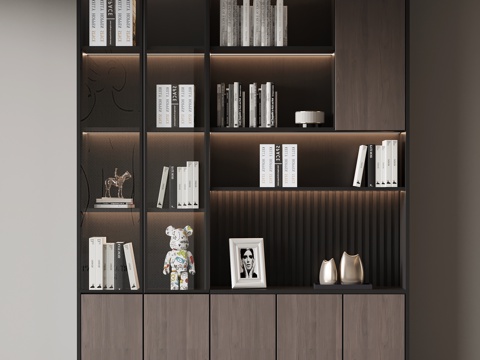  现代意式书柜3d模型 