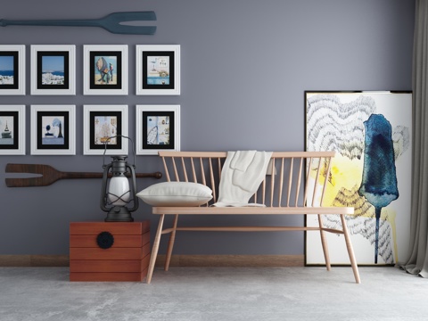  现代北欧地中海沙发茶几组合3d模型 