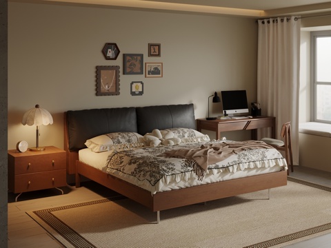  中古风卧室3d模型 