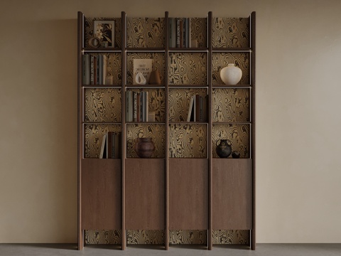 新中式茶叶柜 书柜su模型