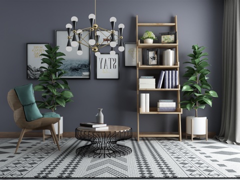  新中式沙发茶几组合3d模型 