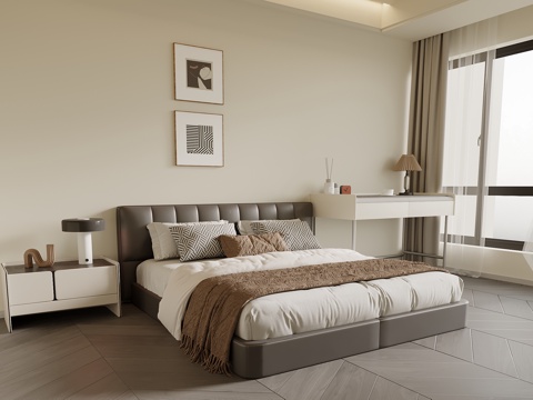 现代意式卧室su模型