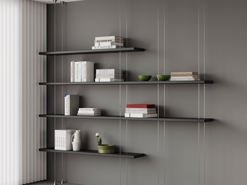 现代意式书架 置物架su模型