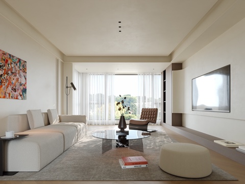 现代意式客厅su模型