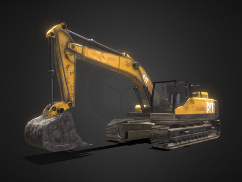  挖掘机（卡特彼勒）3d模型 