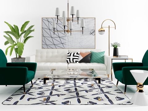  北欧沙发茶几组合3d模型 