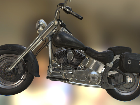  哈雷戴维森肥仔1990摩托车3d模型 