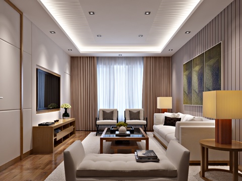  现代客厅 沙发茶几3d模型 