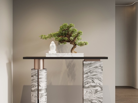  现代意式端景台 条案 现代意式玄关3d模型 