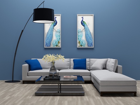  现代沙发 茶几 装饰画3d模型 