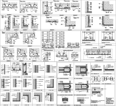 墙面墙身饰面板石材节点木饰面干挂墙面石材贴挂剖面详图CADcad施工图
