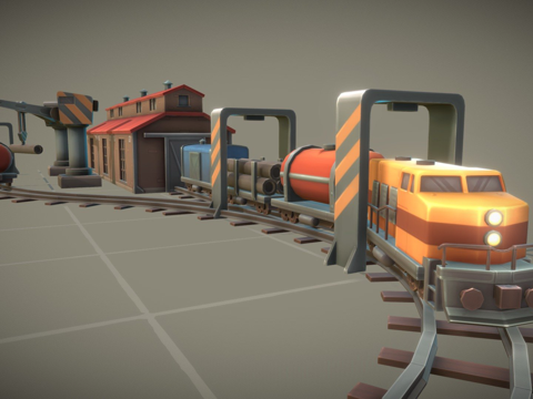  立方体火车站3d模型 