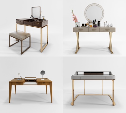  现代梳妆台 化妆品3d模型 
