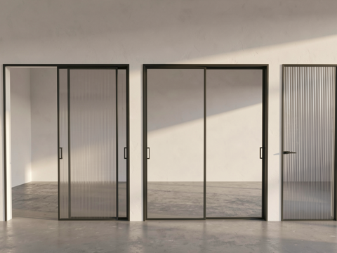 现代推拉门 推拉门 玻璃门 单开门 玻璃推拉门su模型