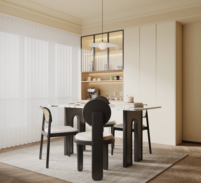  现代餐厅 餐边柜 餐桌椅3d模型 