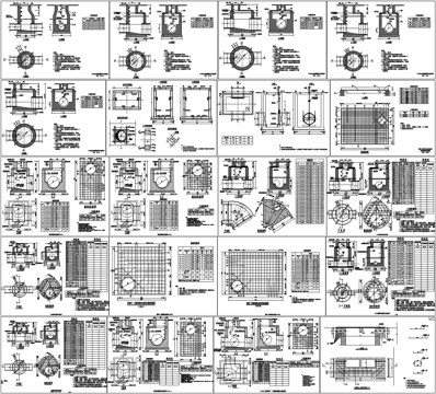 圆污井雨井污水检查井雨水管道隐形井盖详图检查井节点做法CADcad施工图