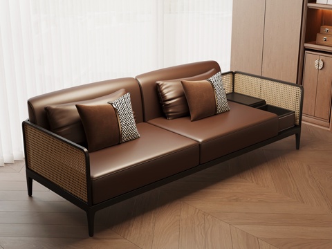 新中式沙发 双人沙发su模型