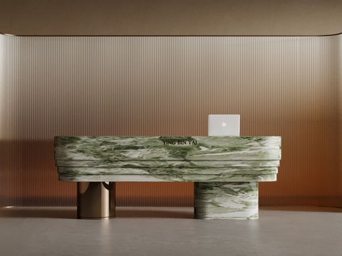 中古风吧台 接待台su模型