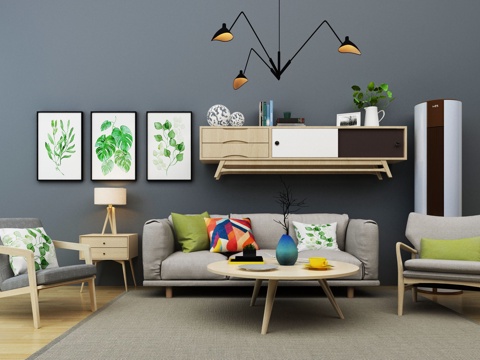  北欧客厅家具组合3d模型 