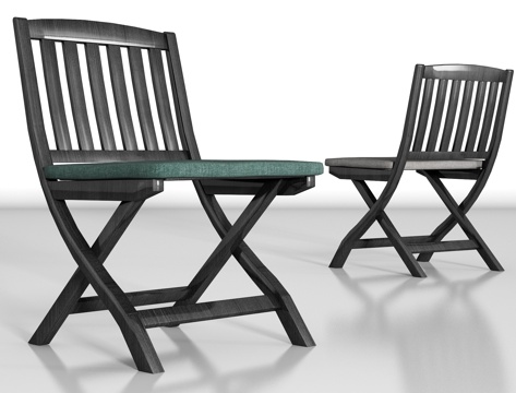  现代户外实木布艺单椅3d模型 