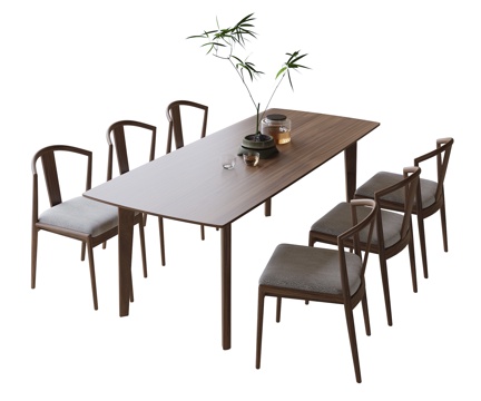 现代餐桌椅 餐椅su模型