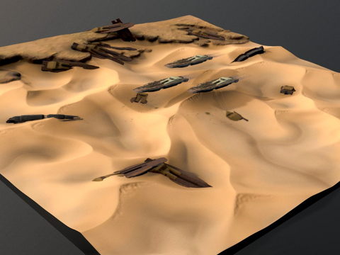  沙漠，飞船墓地3d模型 