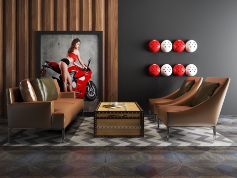  现代沙发茶几组合3d模型 