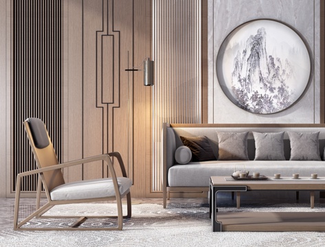  新中式沙发组合3d模型 