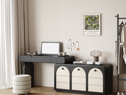  法式复古梳妆台 化妆台 成品梳妆台3d模型 