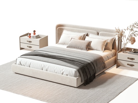  Minotti双人床3d模型 