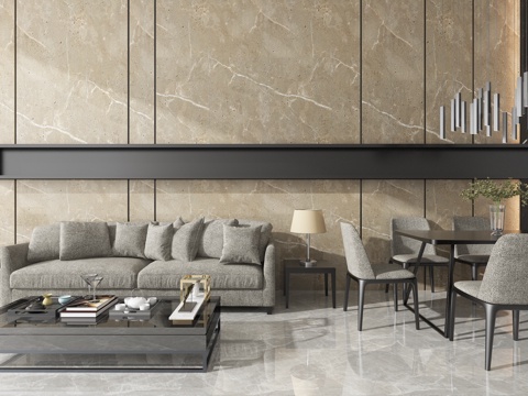  现代沙发桌椅组合3d模型 