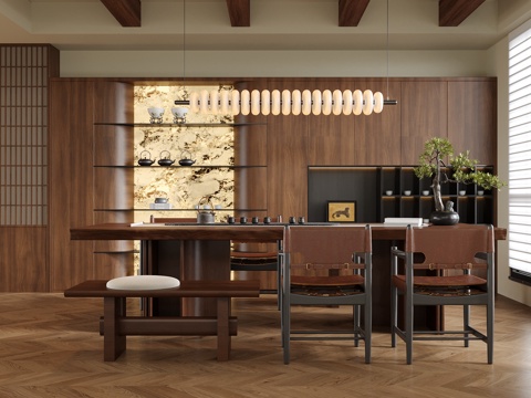  现代茶室 茶桌椅3d模型 