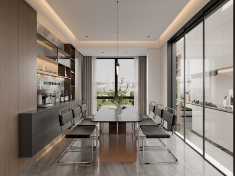  意式轻奢餐厅3d模型 