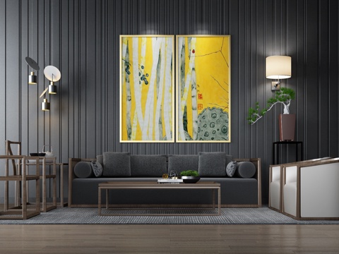  新中式沙发组合3d模型 