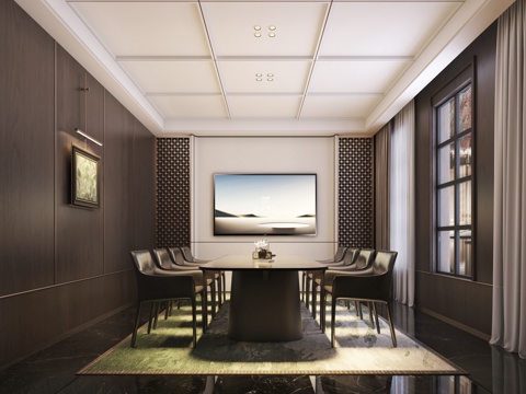  餐厅会所包房3d模型 