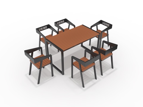  铁艺户外桌椅组合3d模型 