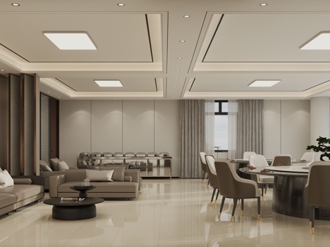  现代包房餐厅3d模型 