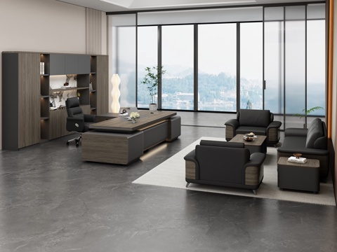  现代办公室 办公沙发茶几组合 总经理办公室 办公家具3d模型 