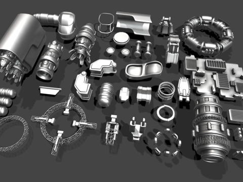  太空船部件资产包3d模型 