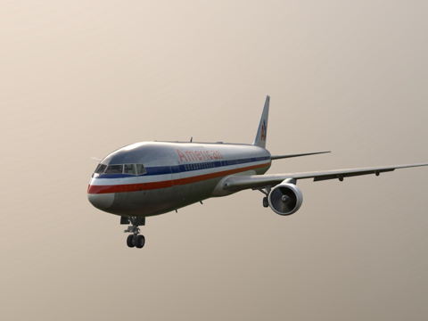  波音767-200美国航空（完整驾驶舱）3d模型 