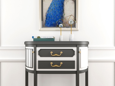  简欧端景台 简欧边柜 简欧挂画3d模型 