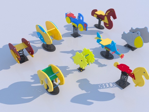  现代摇摇马组合 儿童器材组合3d模型 