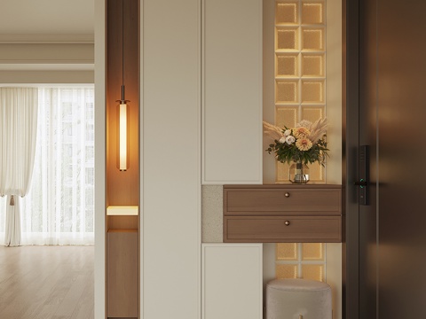 现代入户鞋柜su模型