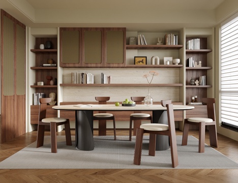  现代餐厅 餐桌椅3d模型 